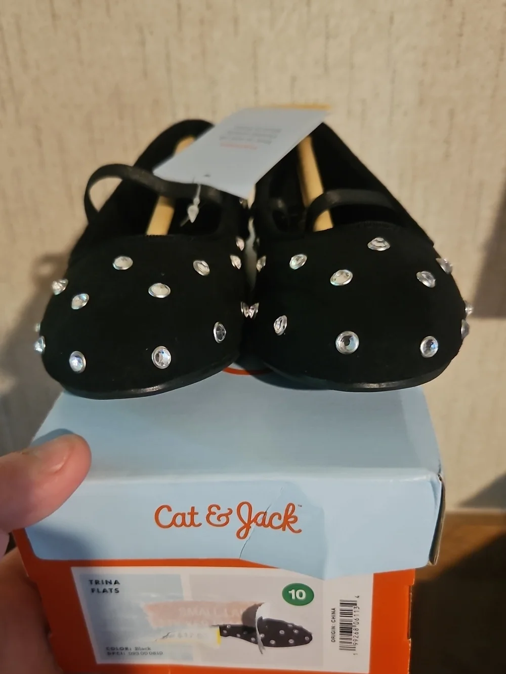 Cat & Jack Little Girls Trina Flats: Black: New In Box: Size 10